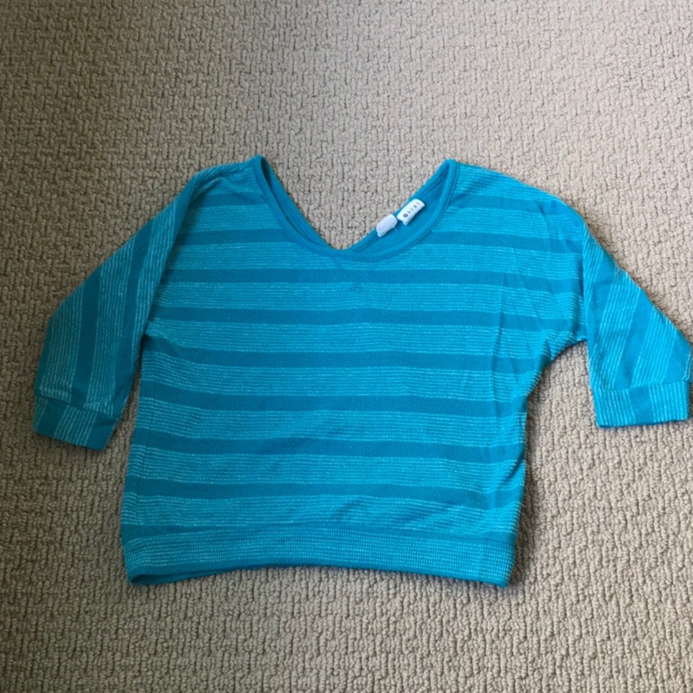 Roxy Turquoise Stripe Pullover S (7-8-9)